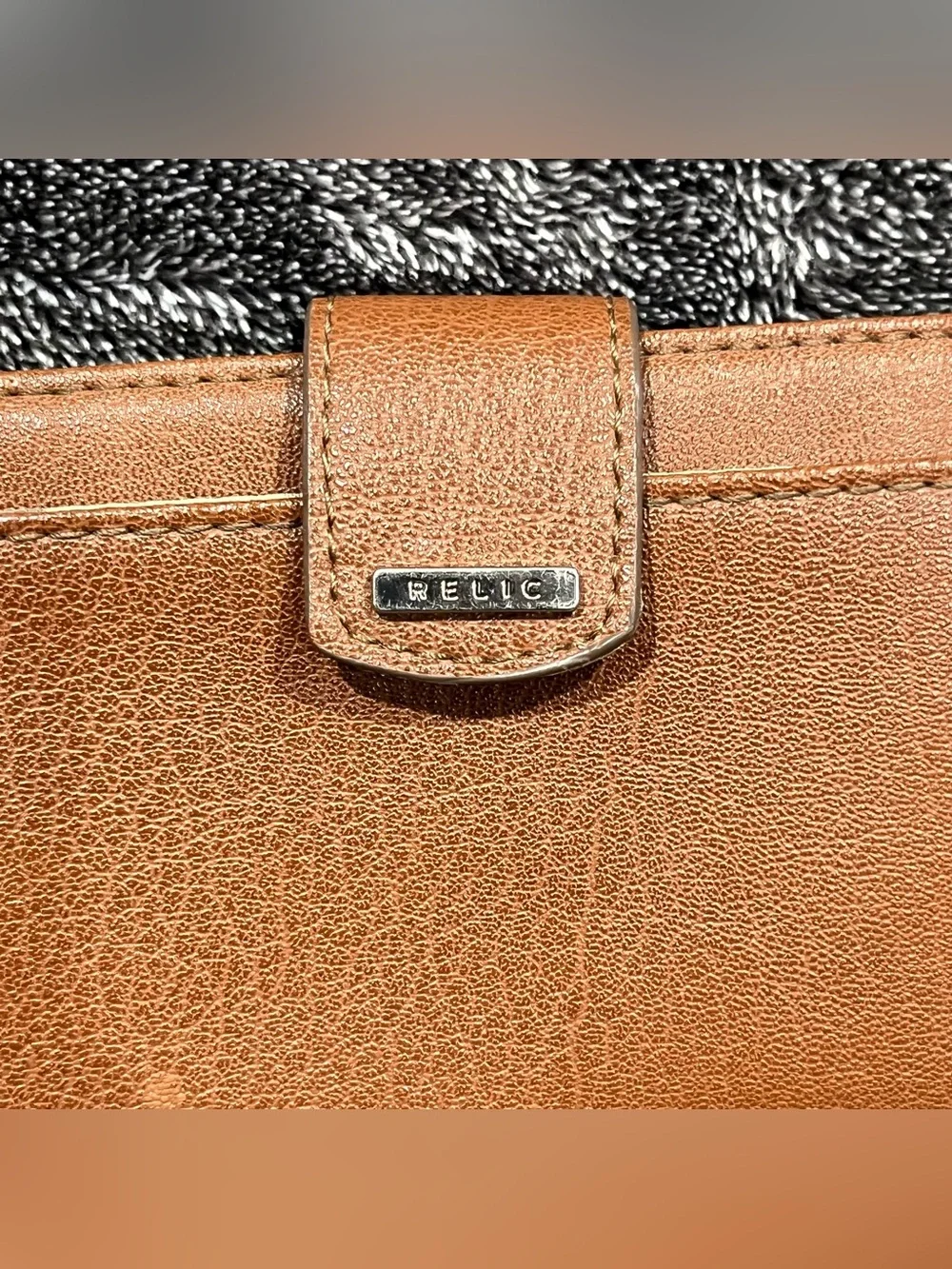 Relic by Fossil Brown Cognac Wallet Faux Leather Bifold Slim Design
